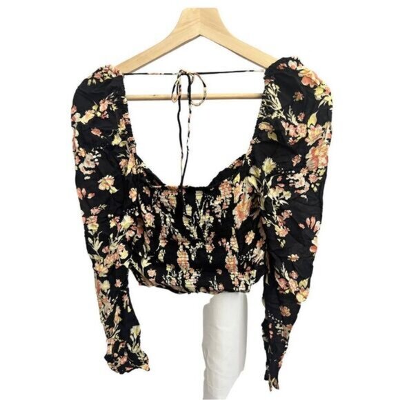 Free People Hilary Printed Top Black - Picture 3 of 9